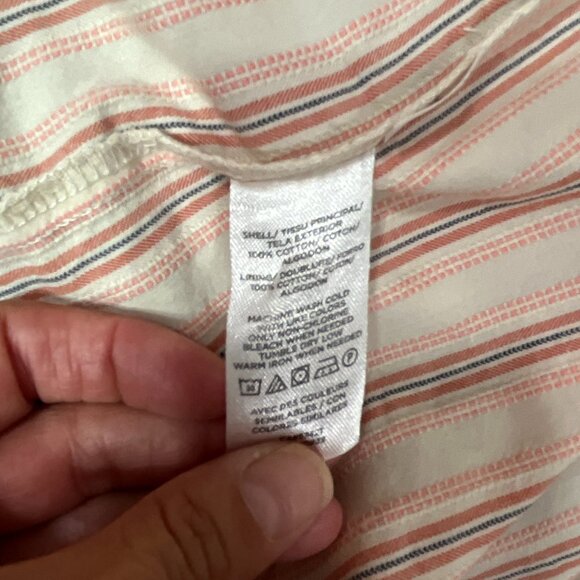 Loft Puff Sleeve Mini Dress Womens 4 Square Neck Cottage Babydoll Striped Tiered - Picture 9 of 9